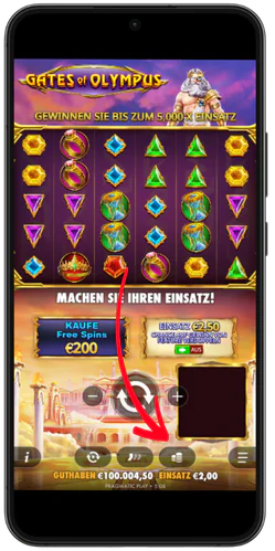 Klicken Sie auf „WETTEN“